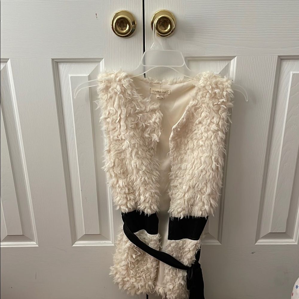 Cream and Black Faux Fur Vest